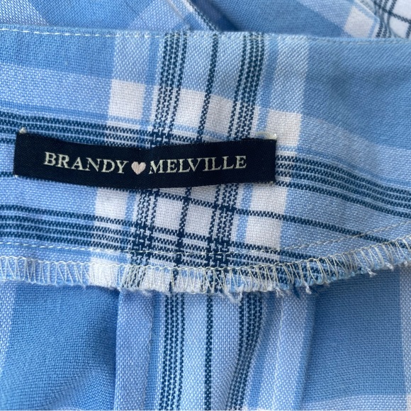 Brandy Melville plaid blue and white cara mini skirt - Picture 6 of 7